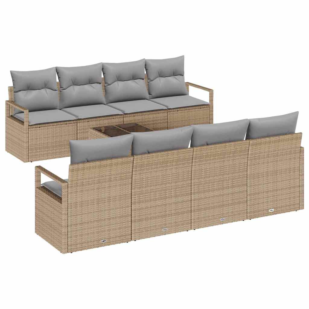 Garten-Sofa-Set mit Kissen 9 pcs Beige und Grau 55 x 55 x 37 cm